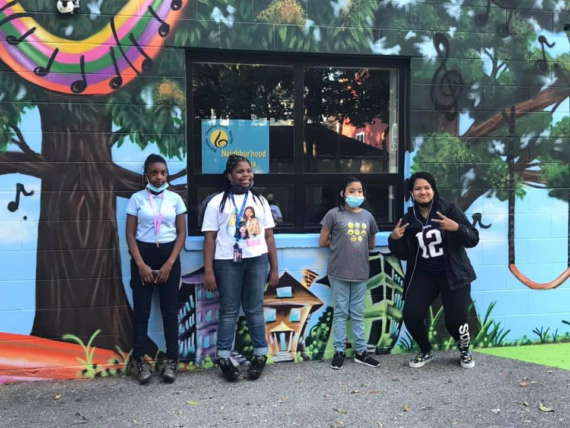 NS kids stand in front of new mural